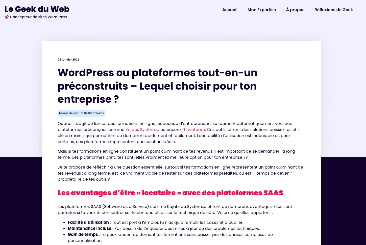 WordPress ou SaaS